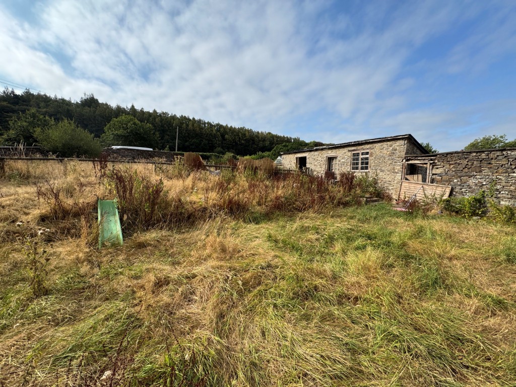Lot: 222 - THREE-BEDROOM FARMHOUSE AND ATTACHED TWO-BEDROOM ANNEX - FREEHOLD INVESTMENT - Farmhouse - rear garden